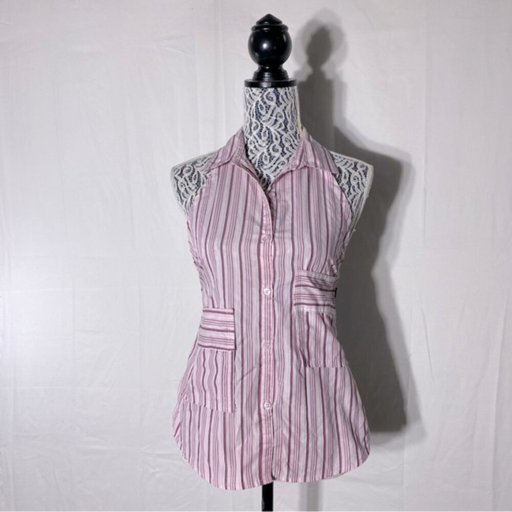 5/$25 Handmade Red White Striped Apron With Collar